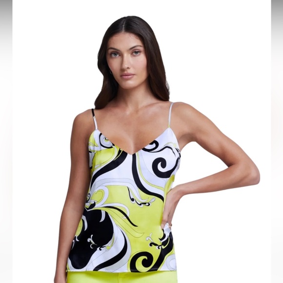 NWT L’agence Jane Spaghetti Strap Top In Black/White Saint Martin - Picture 2 of 5